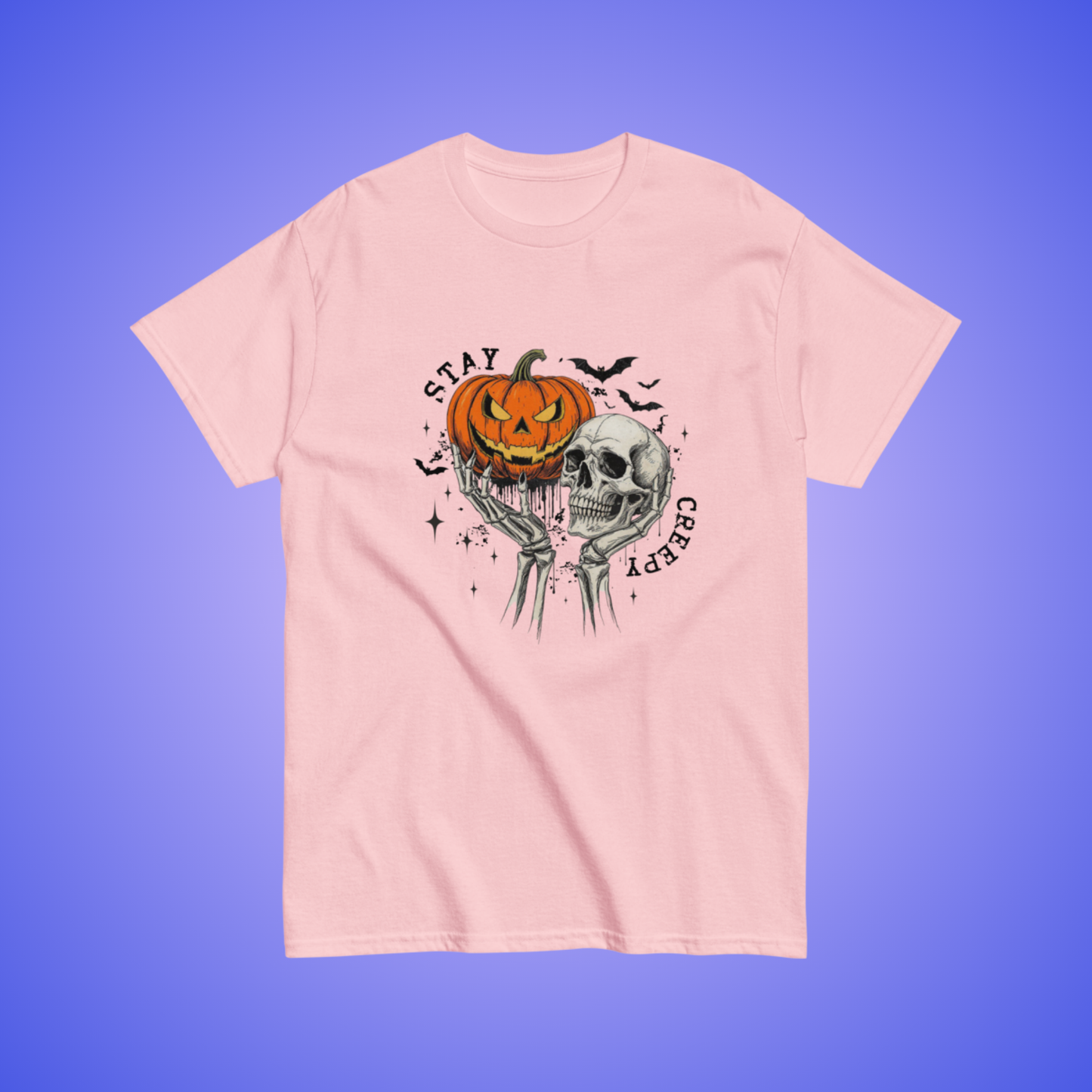Stay Creepy Halloween T-shirt – Pumpkin & Skull Vintage Graphic