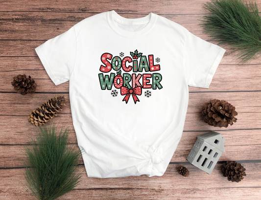 Festive Social Worker Christmas Tee