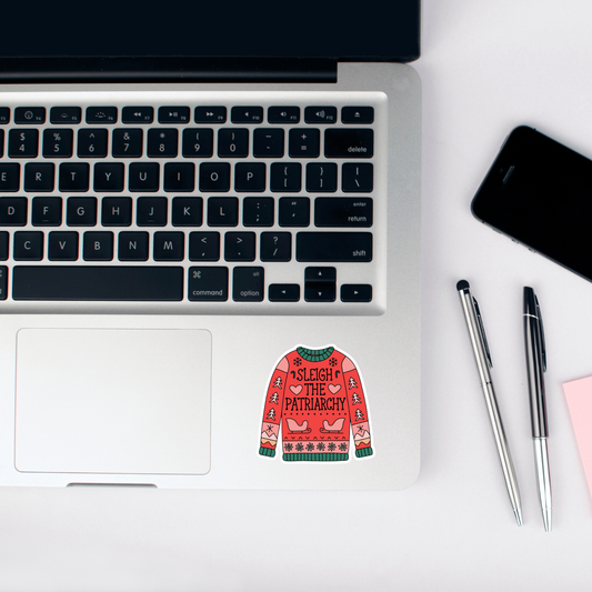 Sleigh the Patriarchy Ugly Christmas Sweater Sticker