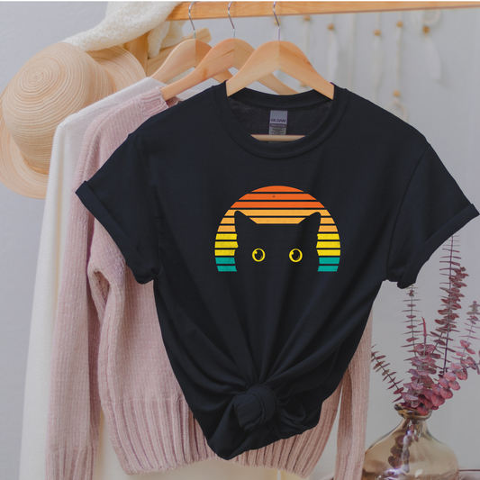 Cat Vintage Sunset T-Shirt