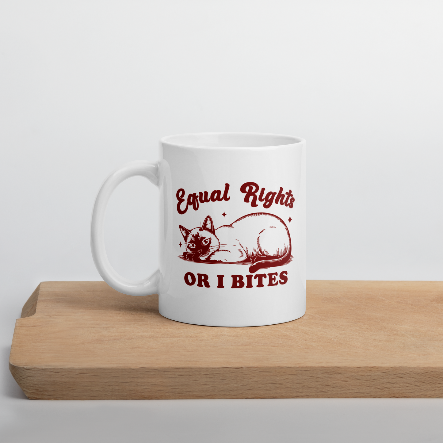 Equal Rights or I Bites Mug – Sassy Cat Feminist Coffee Cup | 11oz or 15oz