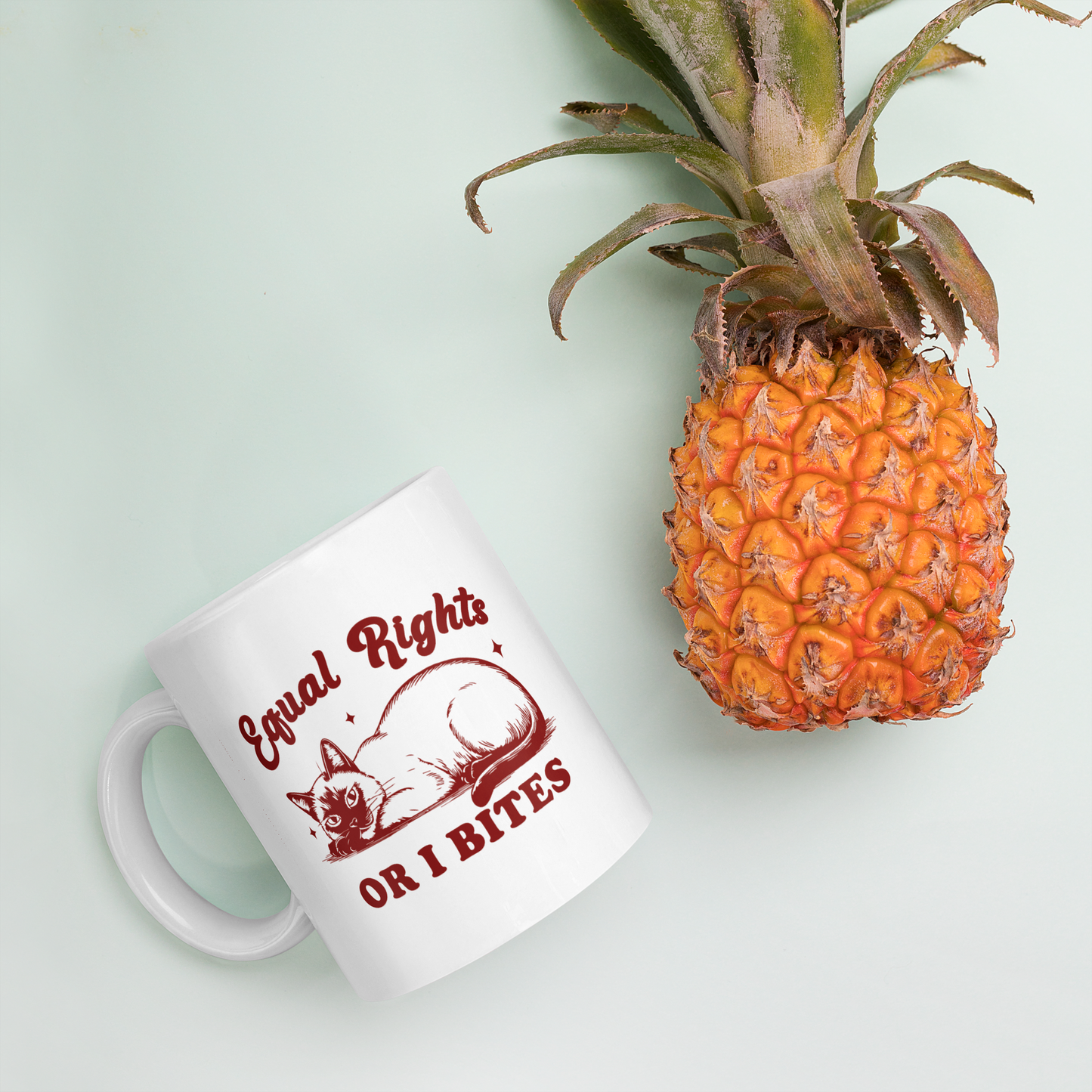 Equal Rights or I Bites Mug – Sassy Cat Feminist Coffee Cup | 11oz or 15oz