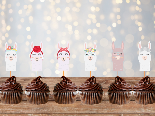 Llama Face Cupcake Toppers