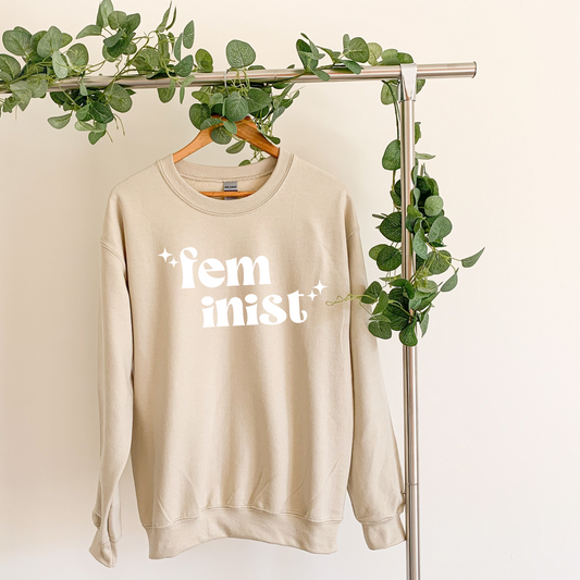feminist Retro Font Crewneck Sweatshirt