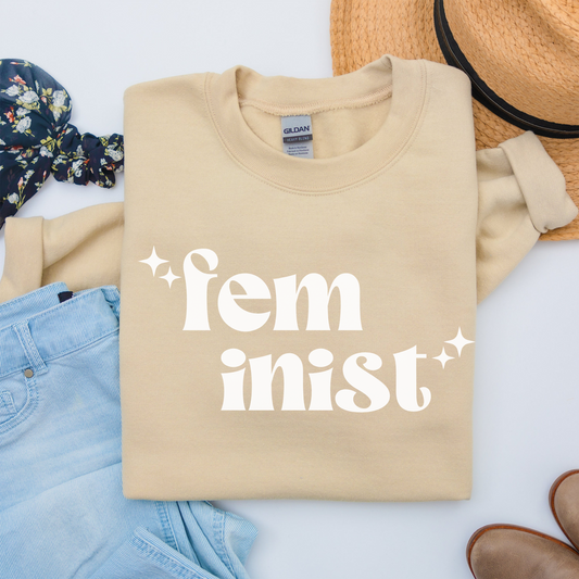 feminist Retro Font Crewneck Sweatshirt