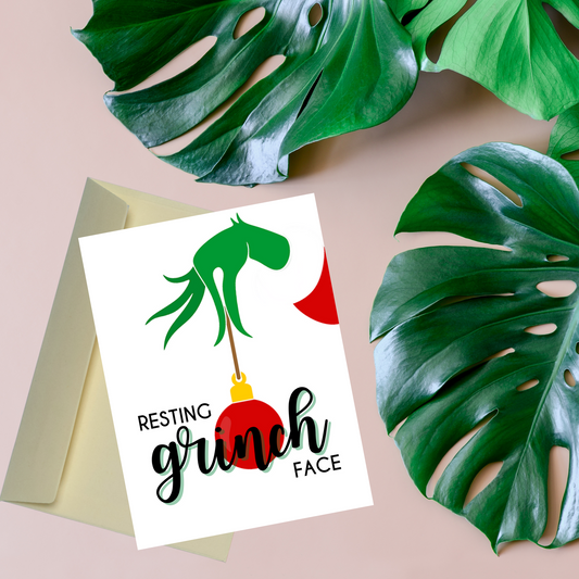 Resting Grinch Face Christmas Card
