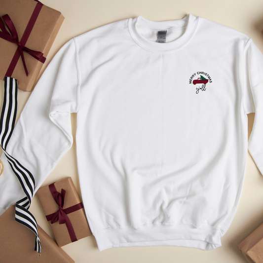 Merry Christmas Y'all Unisex Embroidered Crewneck Sweatshirt