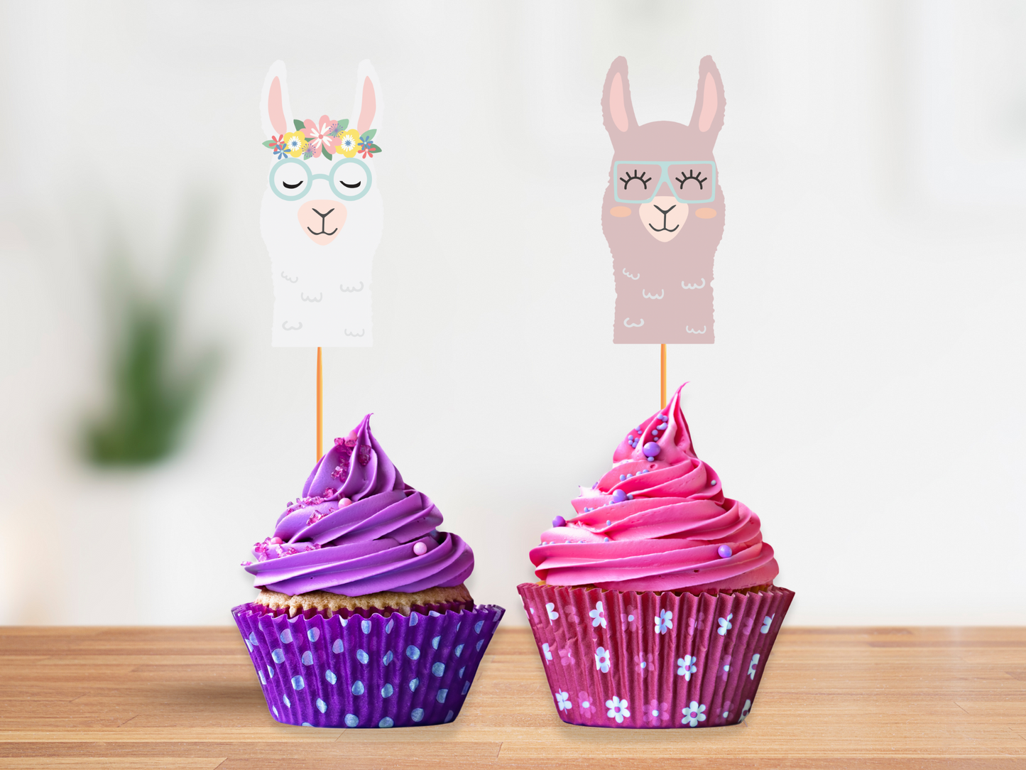 Llama Face Cupcake Toppers