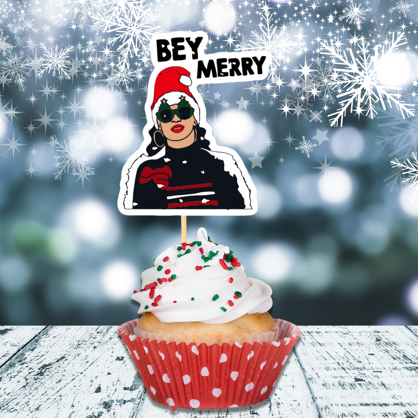 Bey Merry & Sleigh Cupcake Toppers
