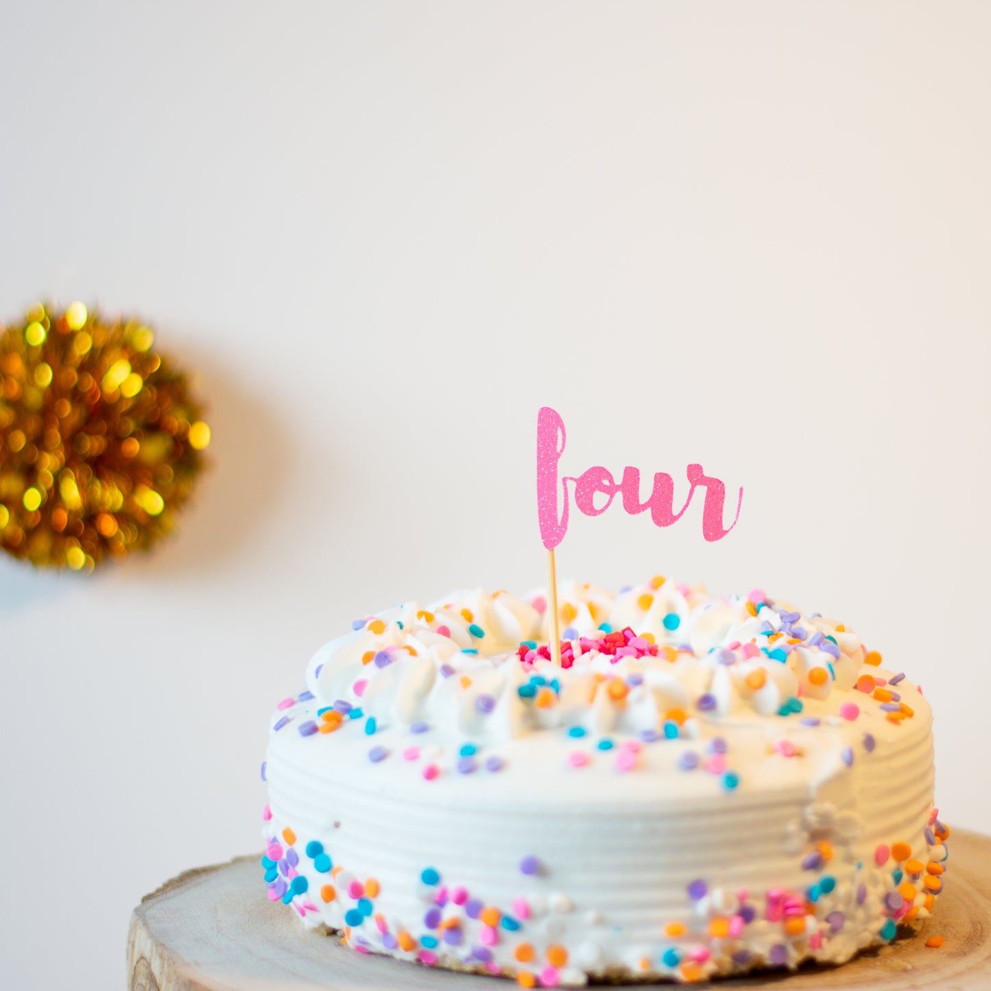 Four Glitter Cupcake Toppers Pack