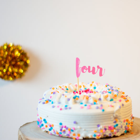 Four Glitter Cupcake Toppers Pack