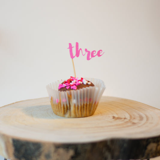 Three Glitter Cupcake Toppers Pack