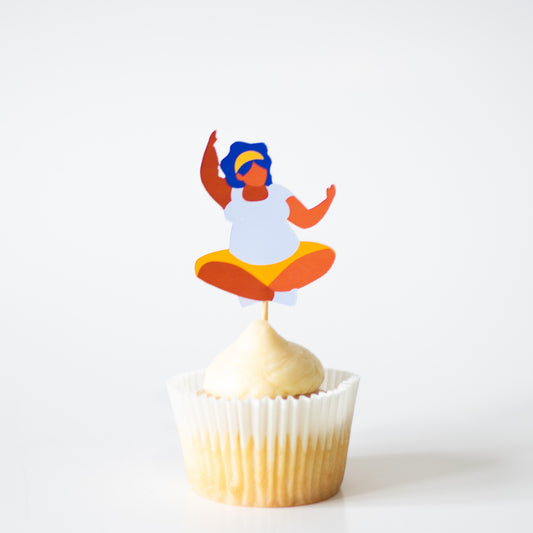 Black Woman Yoga Pose Cupcake Toppers