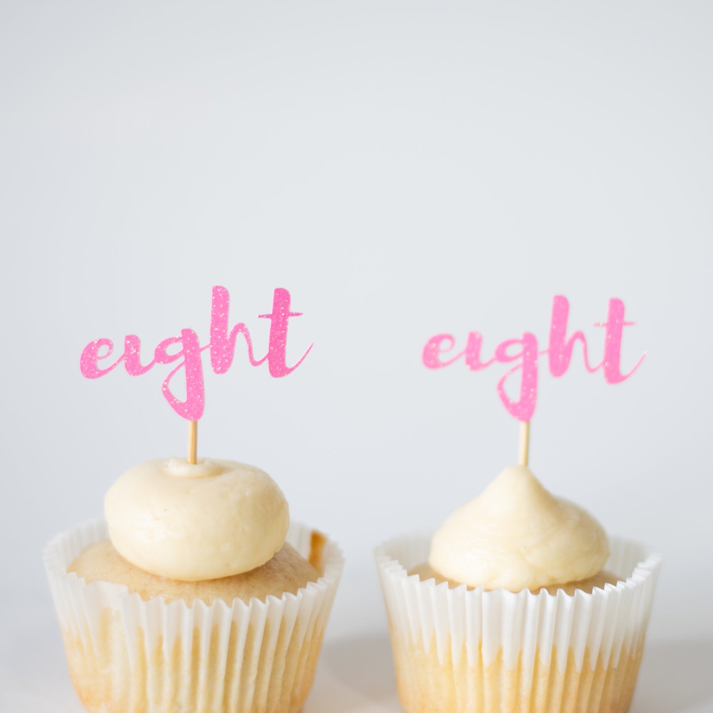 Eight Glitter Cupcake Toppers Pack