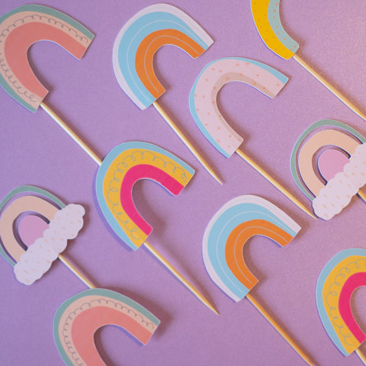 Organic Rainbow Cupcake Toppers