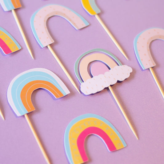 Organic Rainbow Cupcake Toppers
