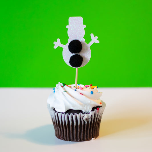 Glitter Snowman Cupcake Toppers
