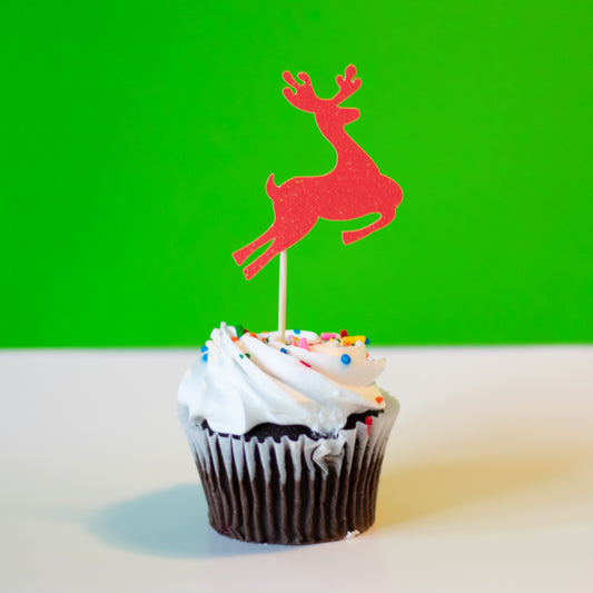 Glitter Reindeer Cupcake Toppers