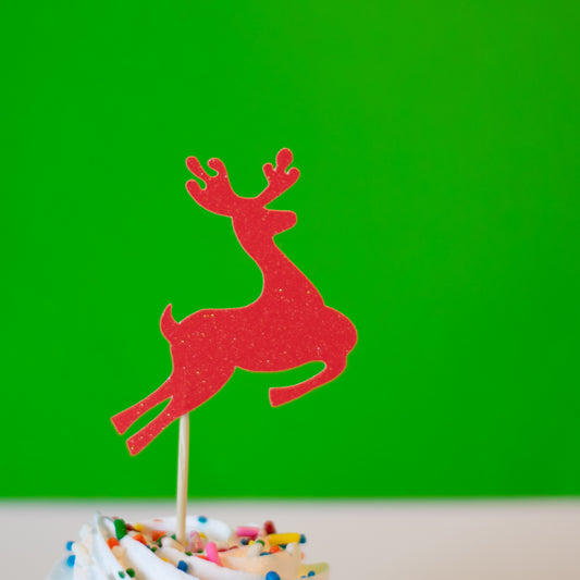 Glitter Reindeer Cupcake Toppers