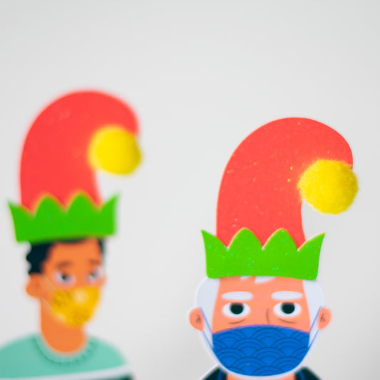 Custom Face Mask Elf Cupcake Toppers