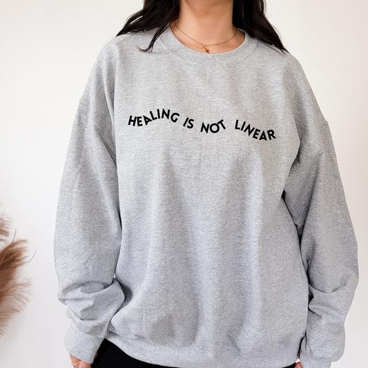 Healing Is Not Linear Crewneck Sweatshirt - Sport Grey