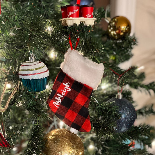 Mini Custom Buffalo Plaid Christmas Stocking