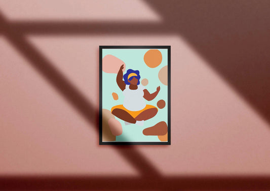 Black Woman Yoga Pose Digital Print - Instant Download