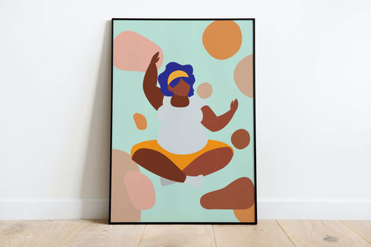 Black Woman Yoga Pose Digital Print - Instant Download