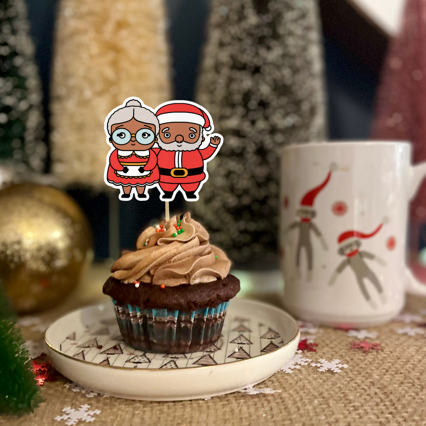 Mrs. and Mr. Claus Cupcake Toppers