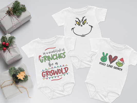 Grinch Baby Christmas Onesies