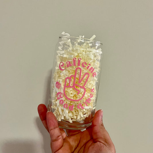 Caffeine and Good Vibes Iced Coffee Beer Can Glass | 16oz