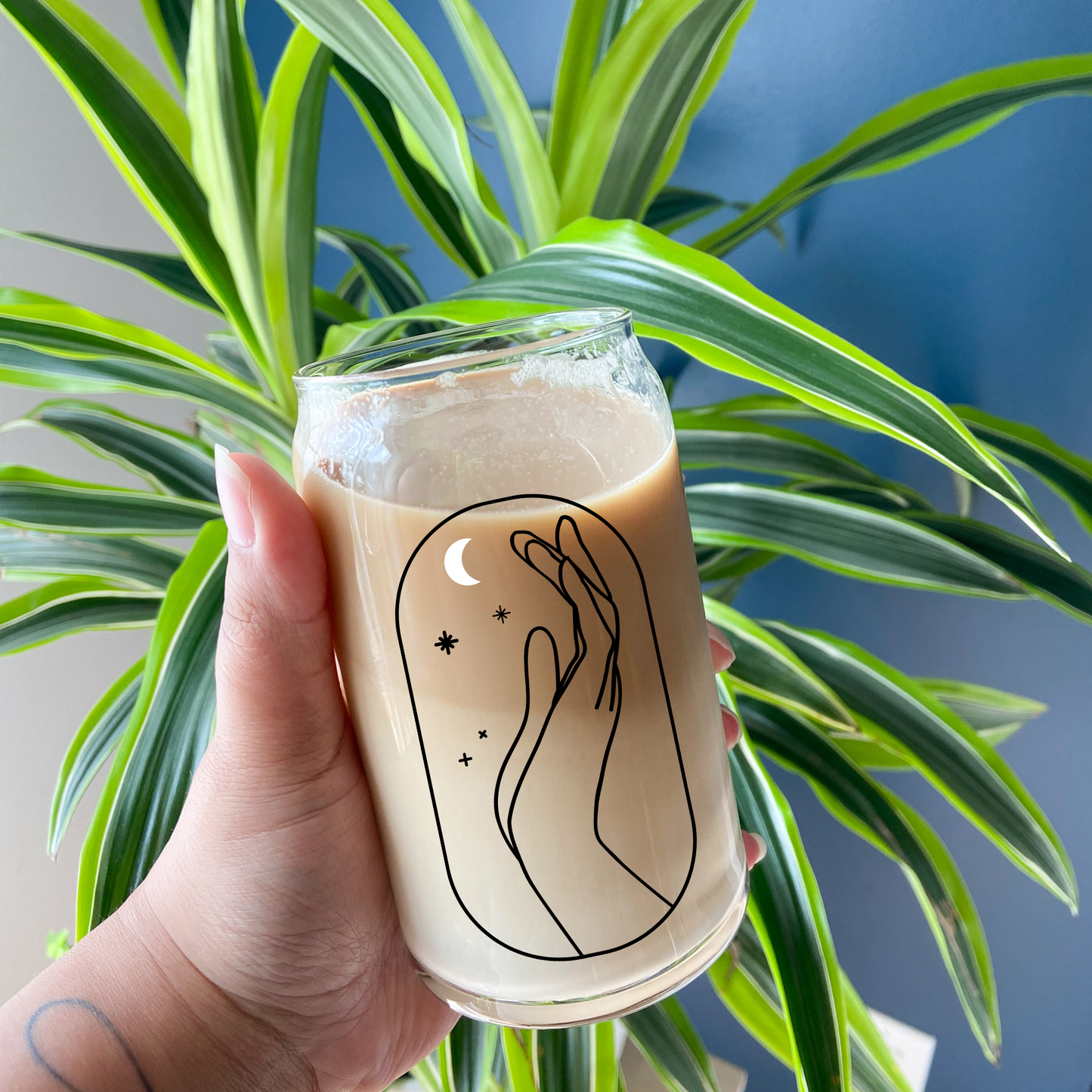 Magical Hands Beer Can Glass