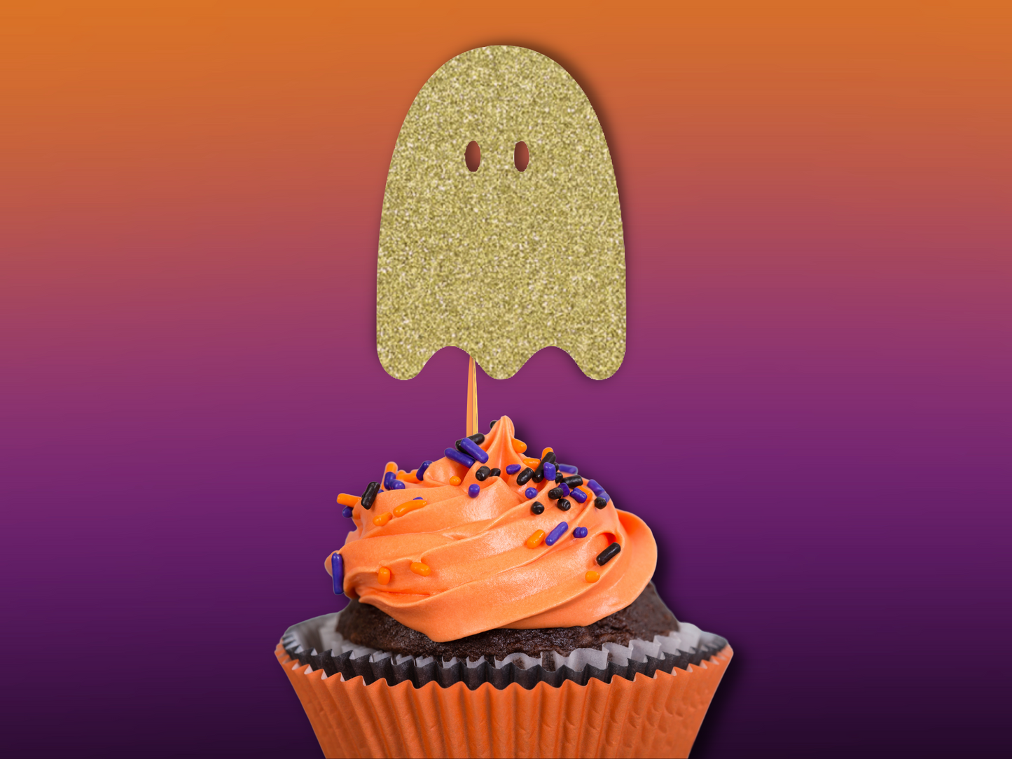 Cute Ghosties Glitter Cupcake Toppers