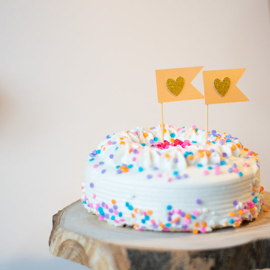 Heart Flag Banner Cupcake Toppers - Set of 12