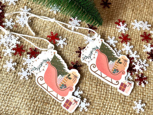 Pink Sleigh Christmas Gift Tags