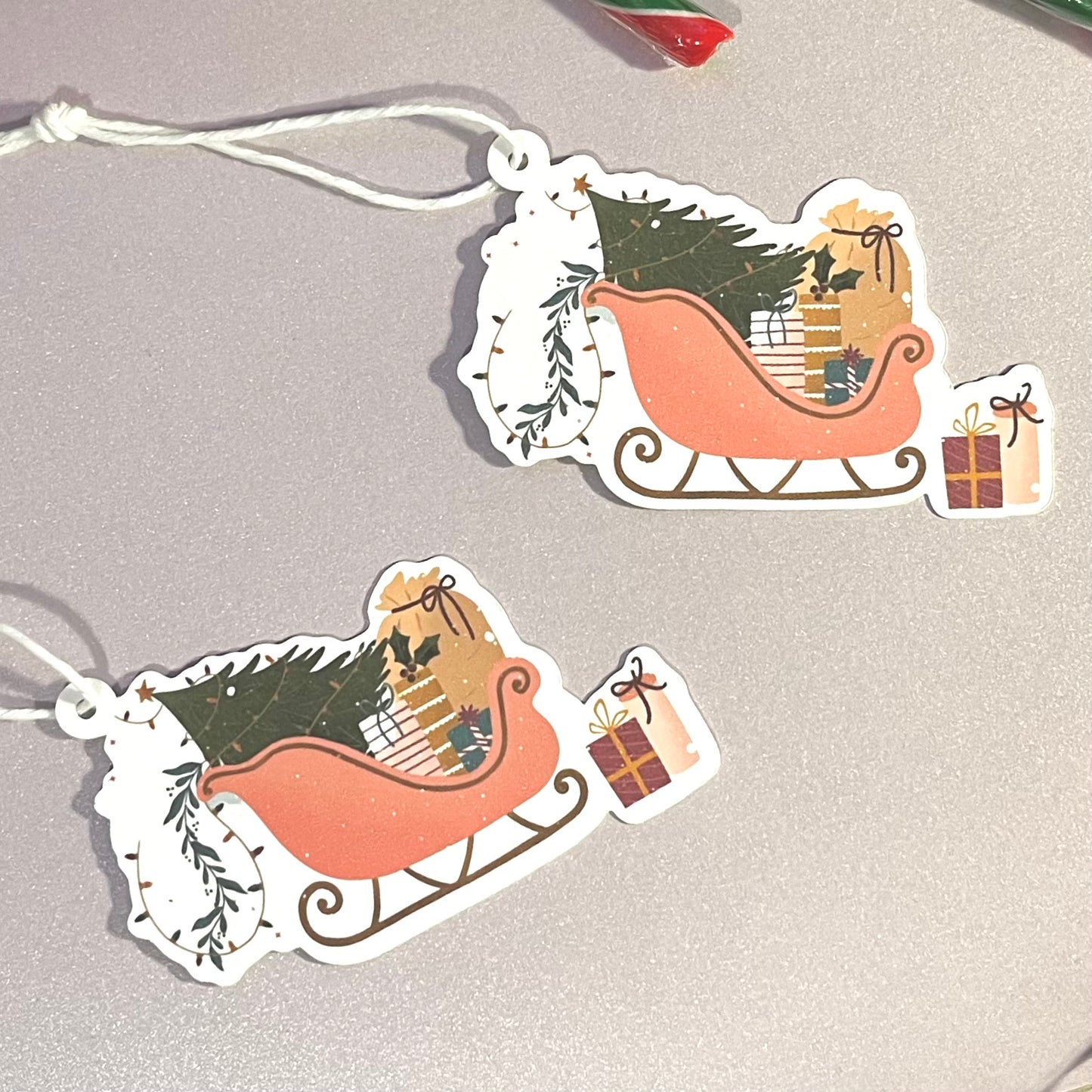 Pink Sleigh Christmas Gift Tags