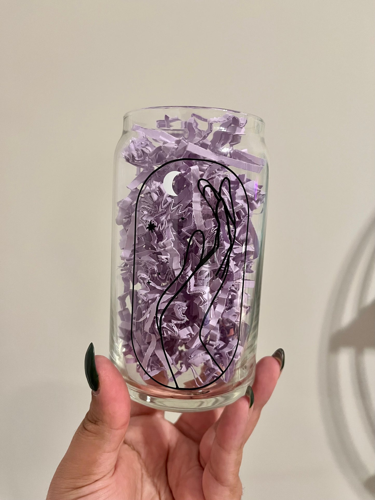 Magical Hands Beer Can Glass
