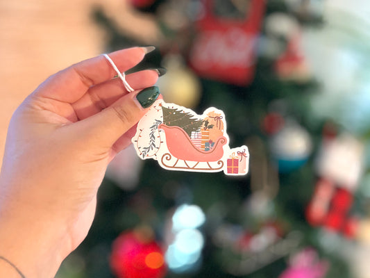 Pink Sleigh Christmas Gift Tags