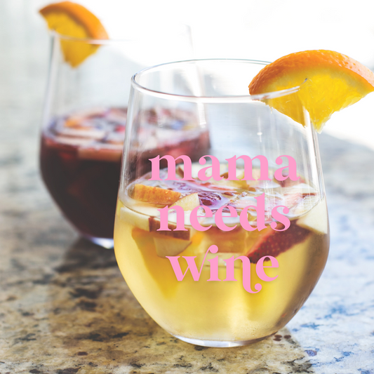 Mama Needs Wine Stemless Wine Glass