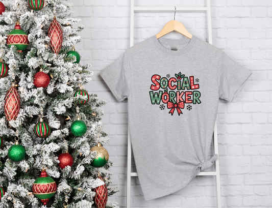 Festive Social Worker Christmas Tee