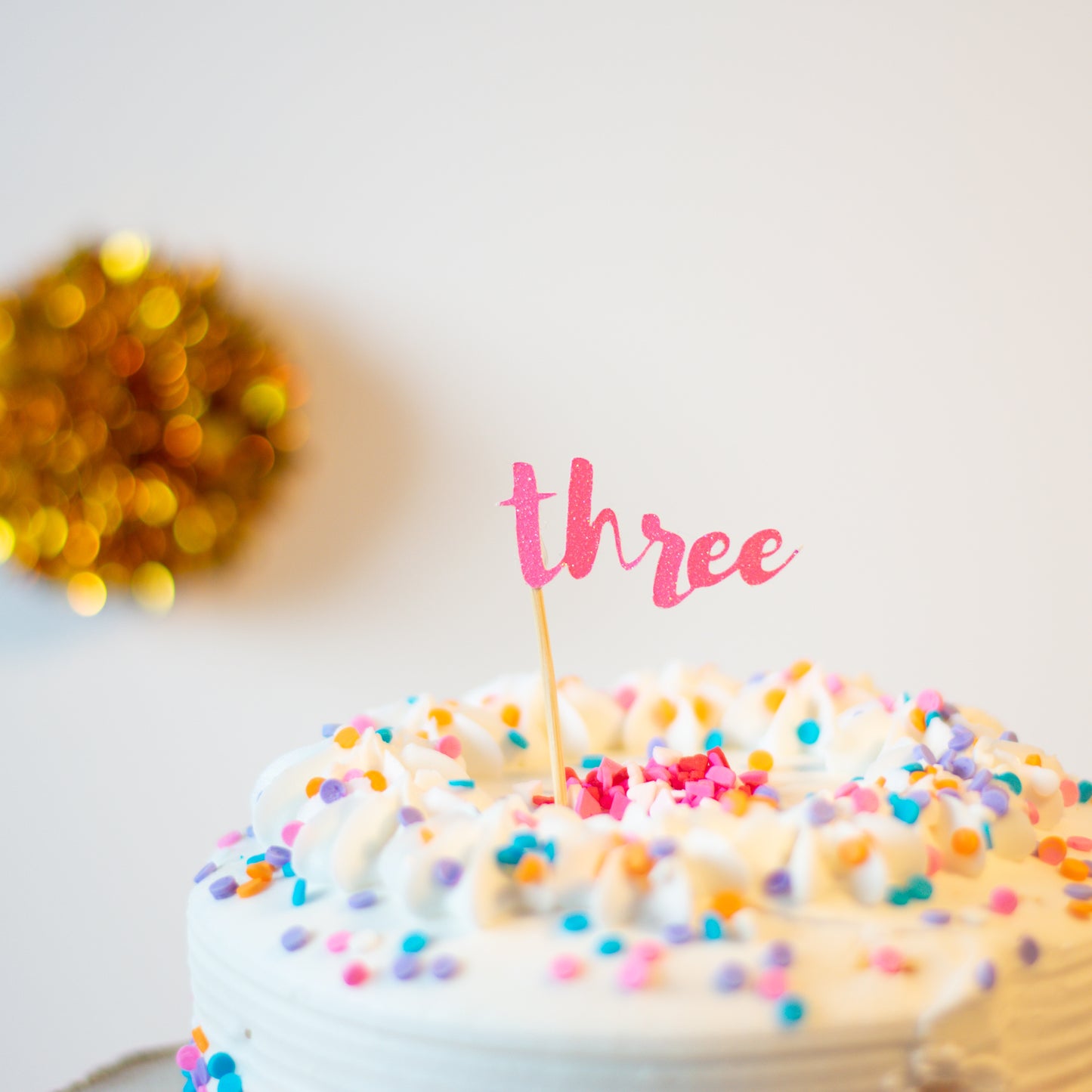 Three Glitter Cupcake Toppers Pack