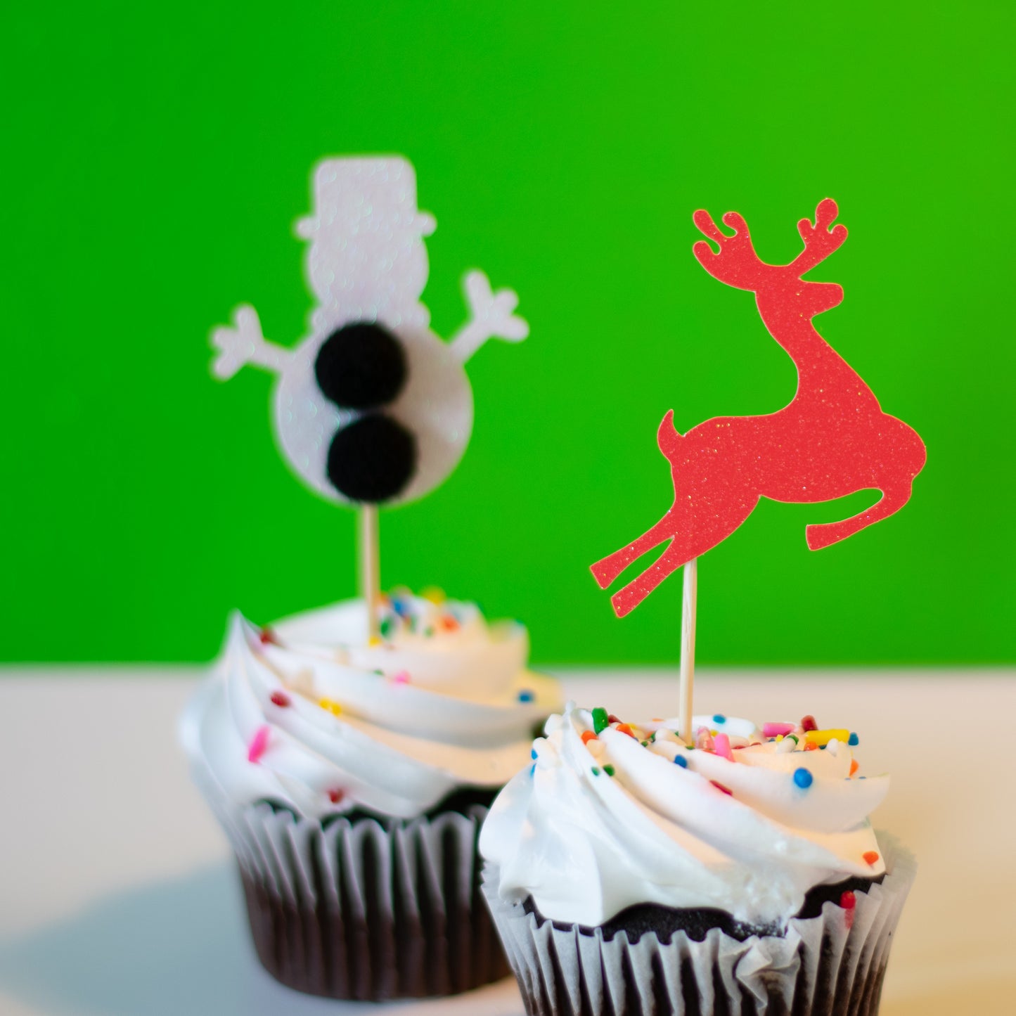 Glitter Reindeer Cupcake Toppers