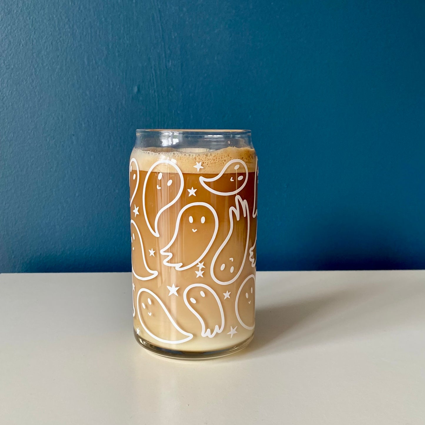 Cute Ghost Pattern Halloween Beer Can Glass | 16oz