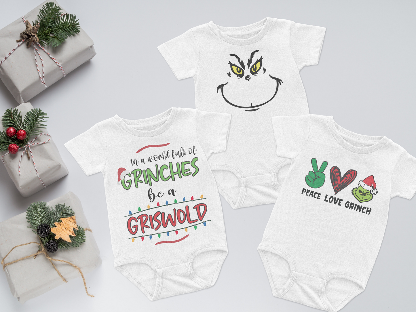 Grinch Baby Christmas Onesies