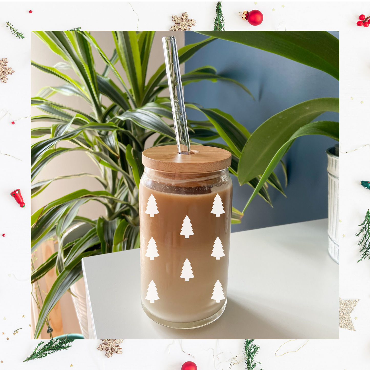 Christmas Tree Pattern Beer Can Glass | 16oz