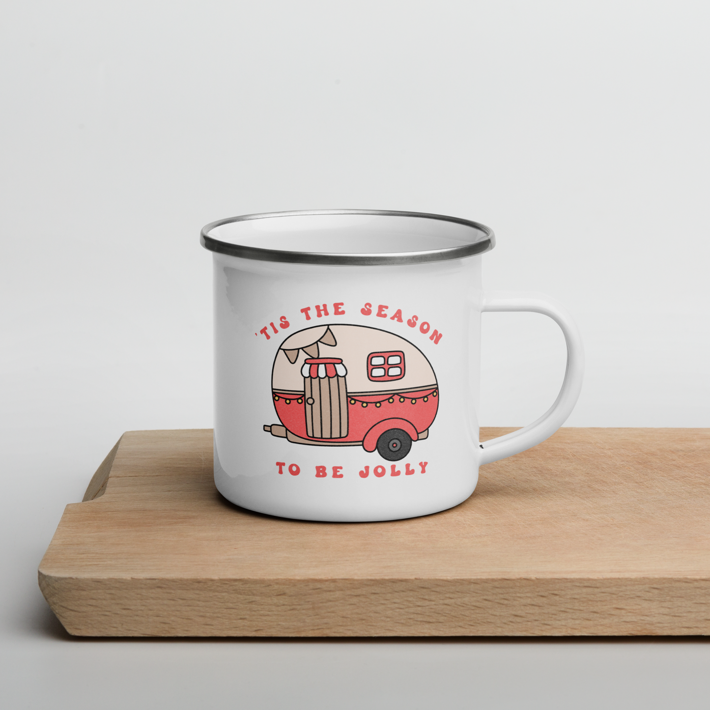 'Tis the Season to be Jolly Christmas Camper Enamel Mug