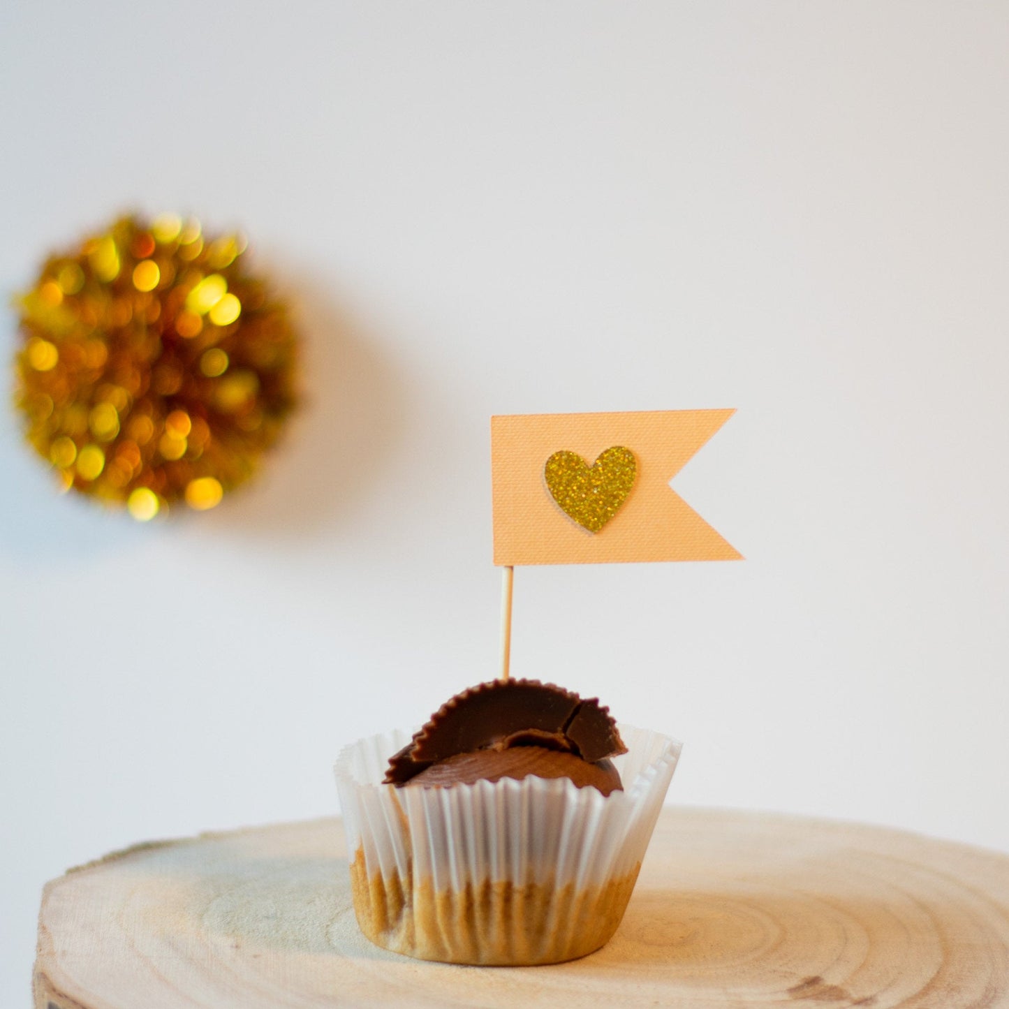 Heart Flag Banner Cupcake Toppers - Set of 12