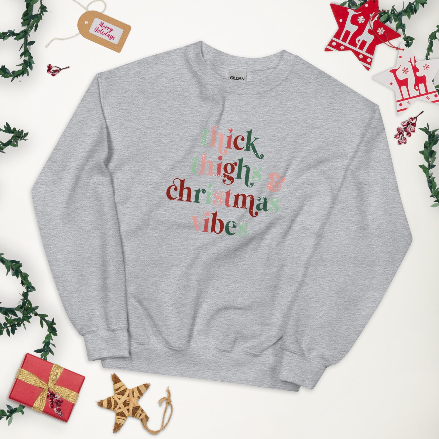 Thick Thighs and Christmas Vibes Unisex Sweatshirt