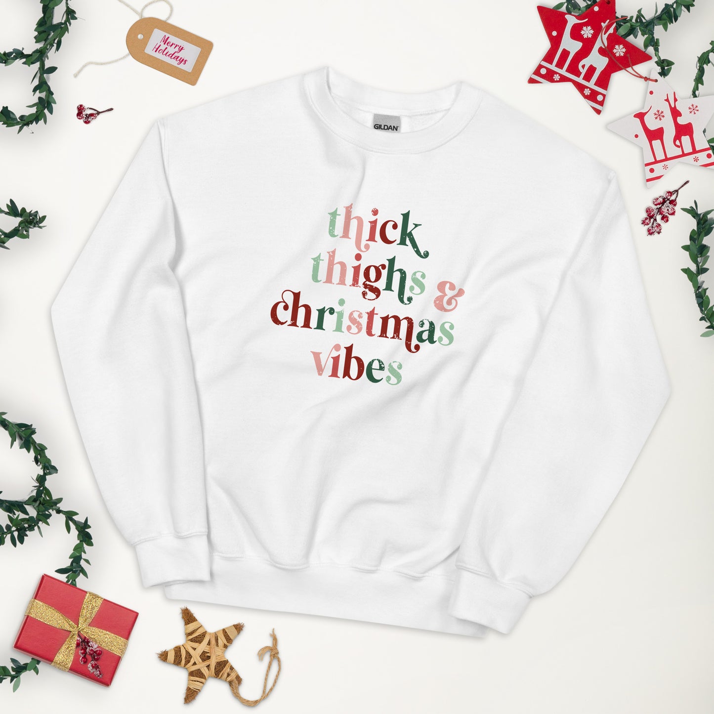 Thick Thighs and Christmas Vibes Unisex Sweatshirt